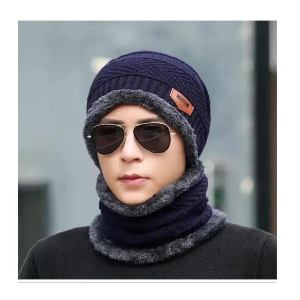 Beanie Wool Cap With Neck Warmer