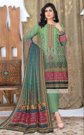 3 Pcs Women's Unstitched Karandi Printed Suit