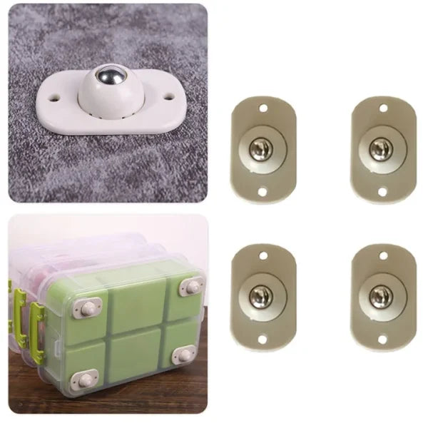 4 Pcs Furniture Moving Wheel Stainless Steel Mini Swivel Wheels With 360 Degree Rotation For Bins Storage Box