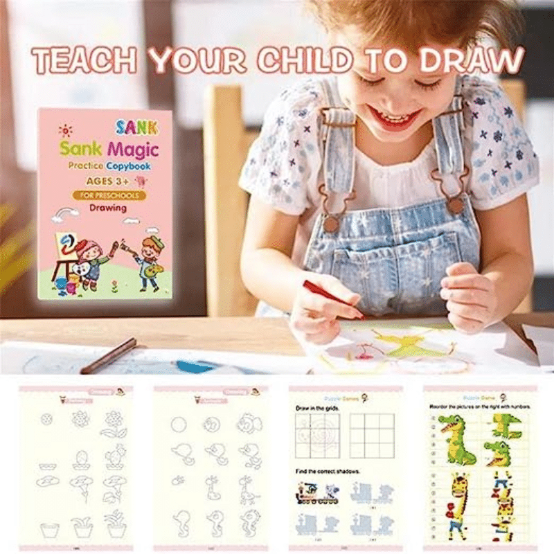 Kids Reusable Practice Copybook Handwiriting Workbook-Reusable Writing Practice Book Educational Toys for Boys Girls Gift