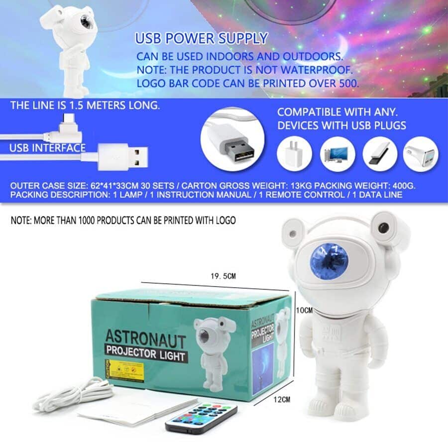 Astronaut Galaxy Projector Lamp Starry Star Bluetooth Music Night Light With Remote (Big)