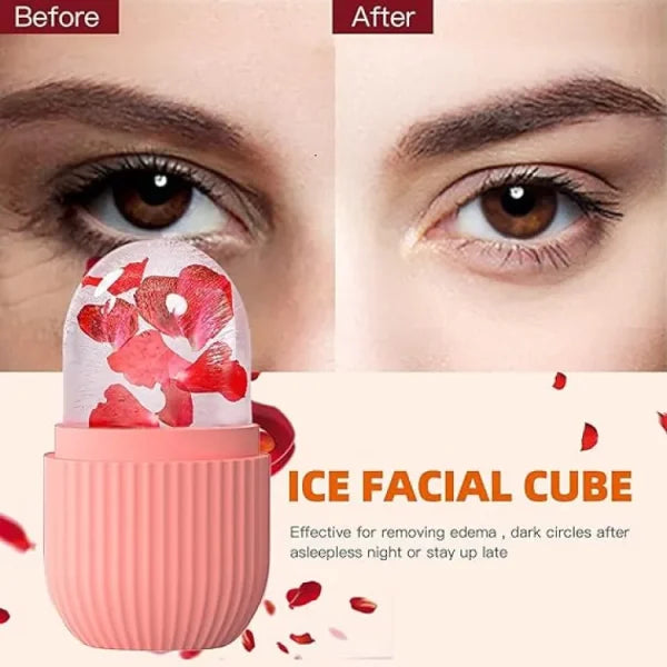 Silicone Cube Tray Shape Face Facial Ice Roller | Massage Face Roller | Frozen Facial Reusable Ice Face Roller Skincare Tool ( Random colors) (Lc)